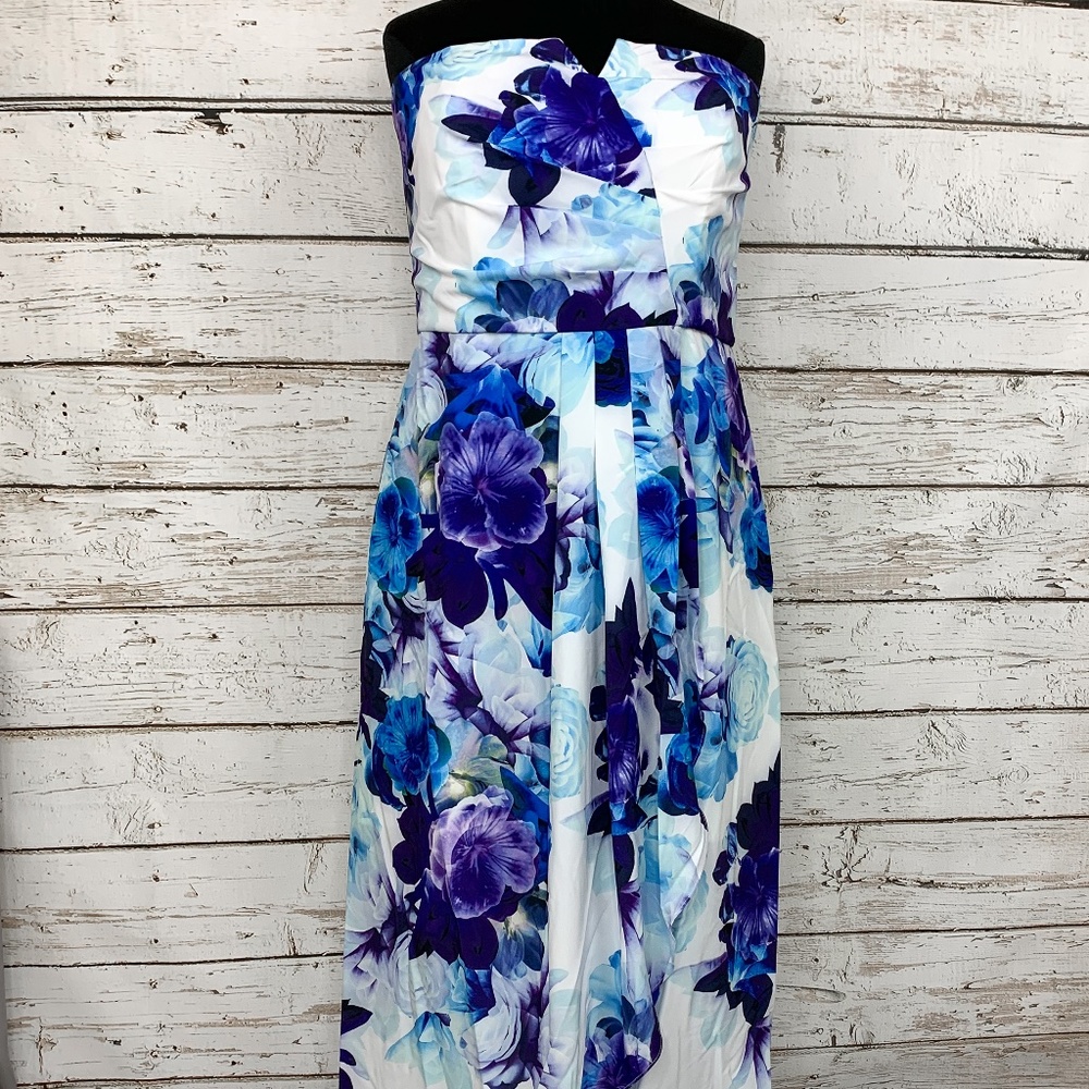 NWT City Chic 20 Blue Bloom Wrap Drape Maxi Dress